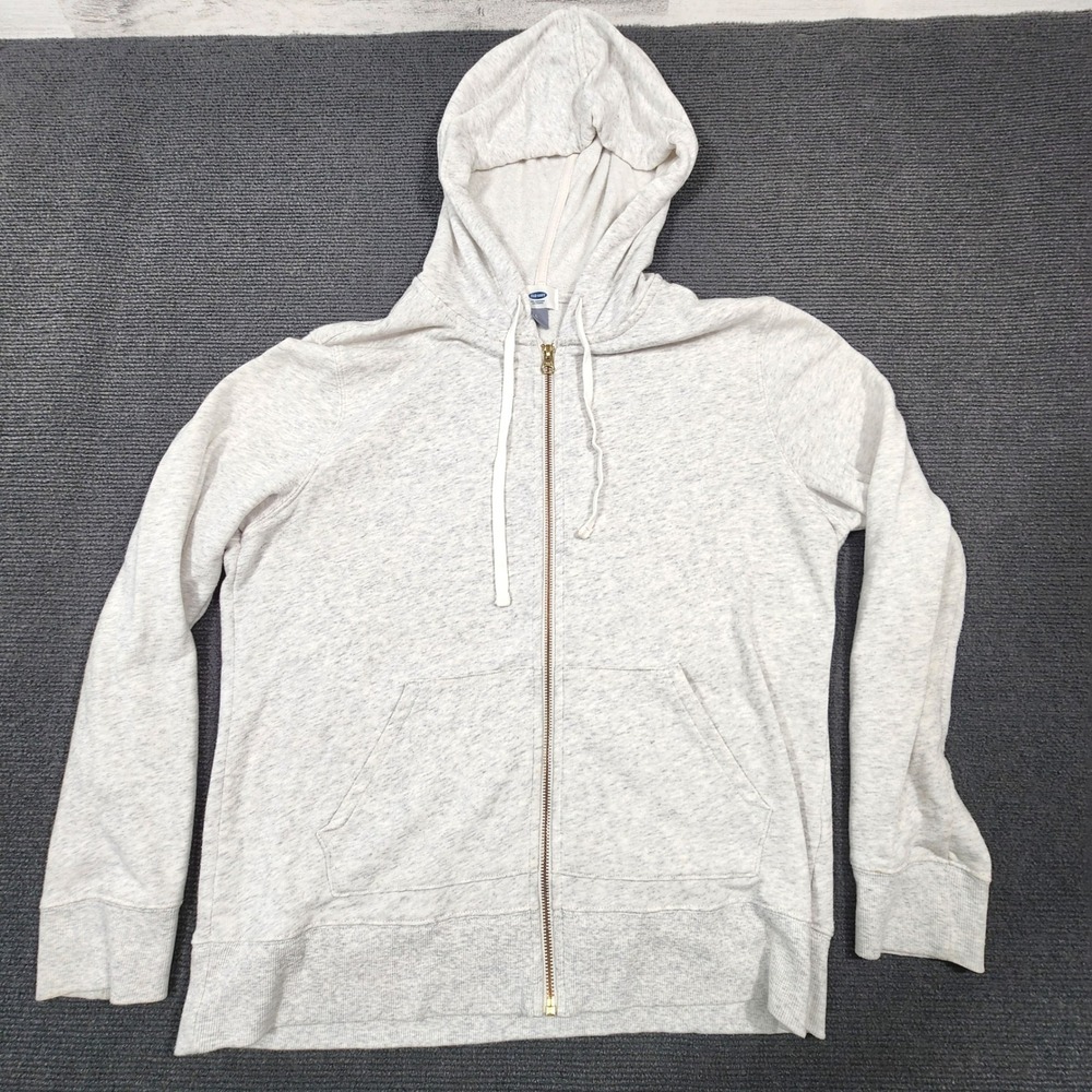 Old Navy Hoodie Jacket Women Large Gray Heather Full Zip Cotton Blend Casual